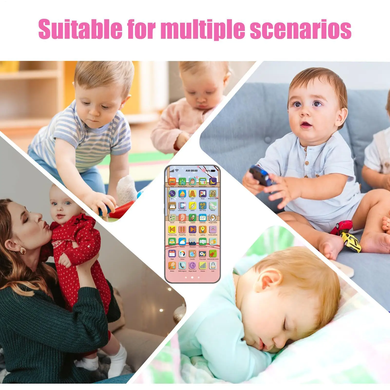 Simulation Mobile Phone Toy Dazzling Light Interactive Toy 10000 Functions Touch Screen Interactive Mobile Toys Rechargeable