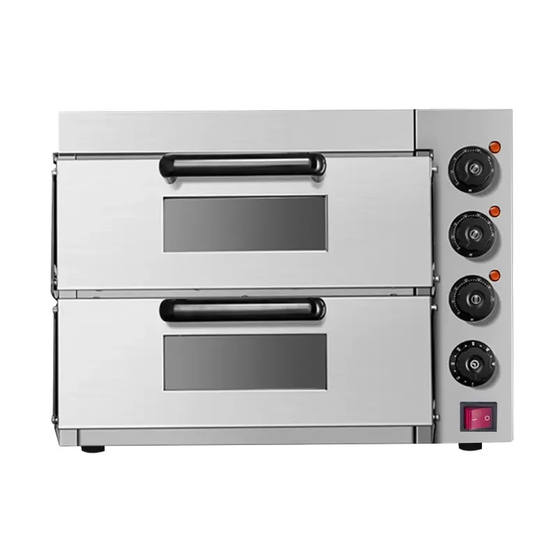 Commercial kitchen 2-tier pizza oven with stone electric countertop.