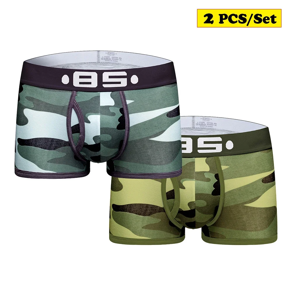 

2PCS Cotton Camouflage Men's Boxers Underwear Soft Comfortable Panties Sexy Man Underpants Boxershorts Homme Cueca