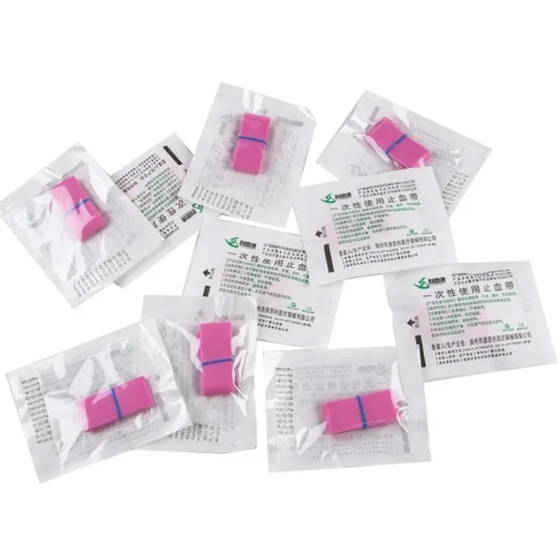 10 Stück rosa elastischer Gürtel Einweg-Tourniquet Erste-Hilfe-Set Produkt medizinisches Gummi-Tourniquet Einweg-Tourniquet