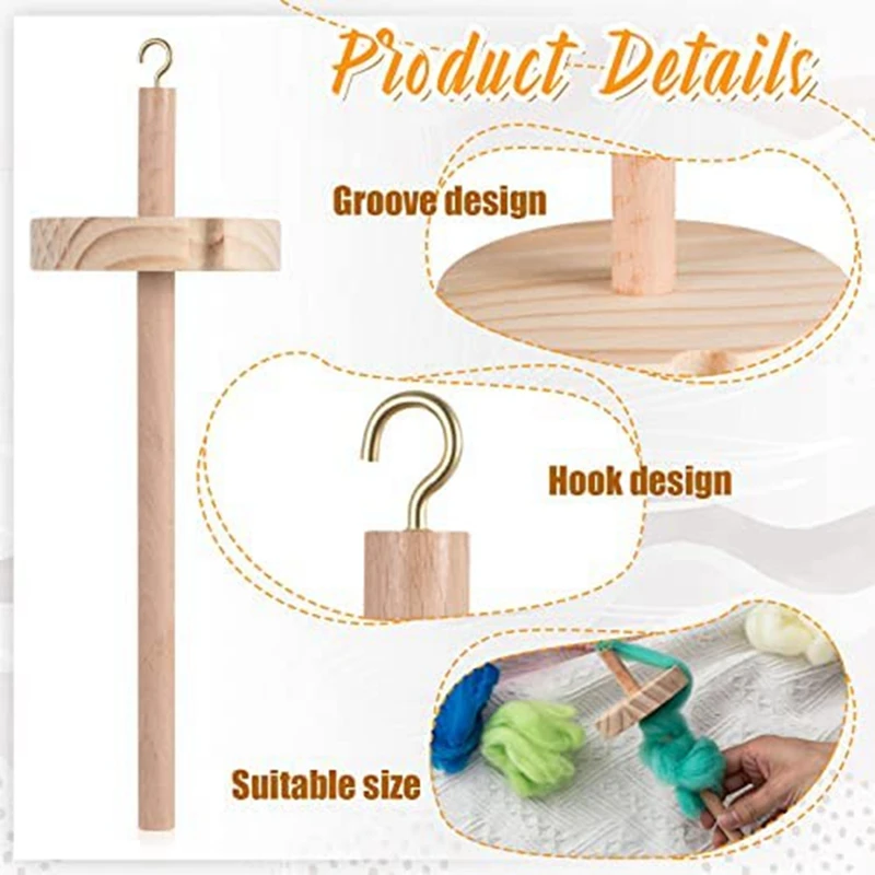 2Pc DIY Drop Spindle Top Whorl Yarn Spinner Hand Wooden Spinning Wheel For Yarn Making Yarn Spindle For Beginners Sewing