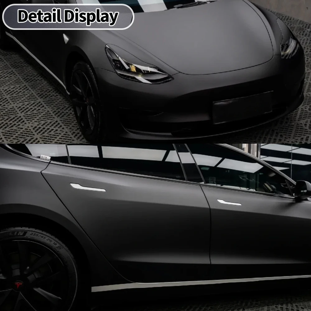 Premium PET Super Matte Black Vinyl Car DIY Sticker Satin Black Car Wrap Film Vehicle Body Sticker Decals Wrapping Bubble Free