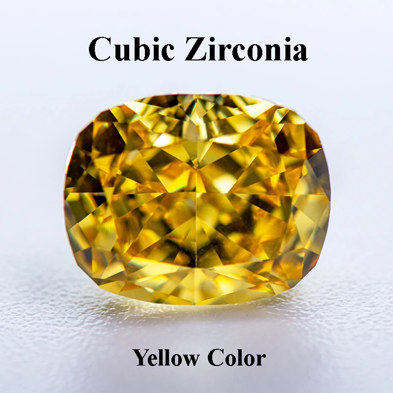 

Cubic Zirconia Crushed Ice Cut Yellow Color Cushion Shape Charms Beads for Diy Jewelry Making Necklace Materials No Certificate