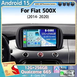 Android 15 For Fiat 500X 2014 - 2020 2K QLED Android Car Radio Multimedia Video Player GPS AI Voice CarPlay 4G Stereo