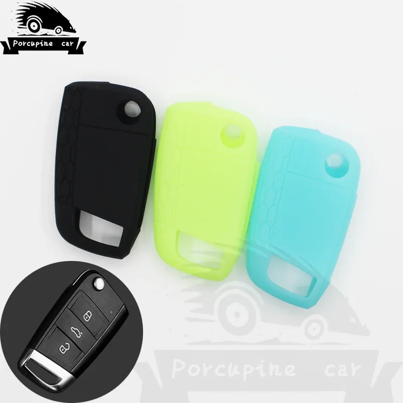 Silica gel Case Cover Key For Volkswagen Golf 7 R MK7 Tiguan 2017 For Skoda Octavia A7 For Seat Leon Ibiza Portect key