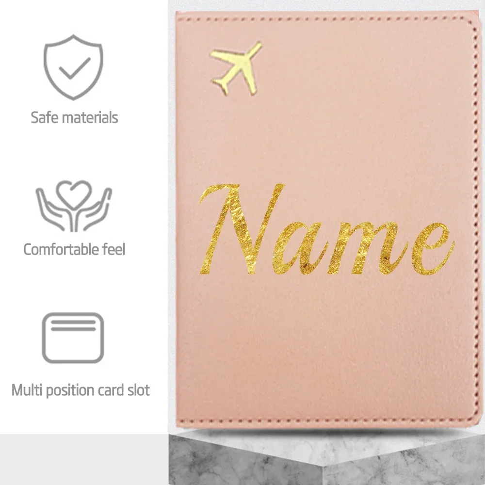 Customized Name PU Passport Cover Pocket Passport Holder Organizer Book Name Card Travel Portable Protective Case RFID Blocking