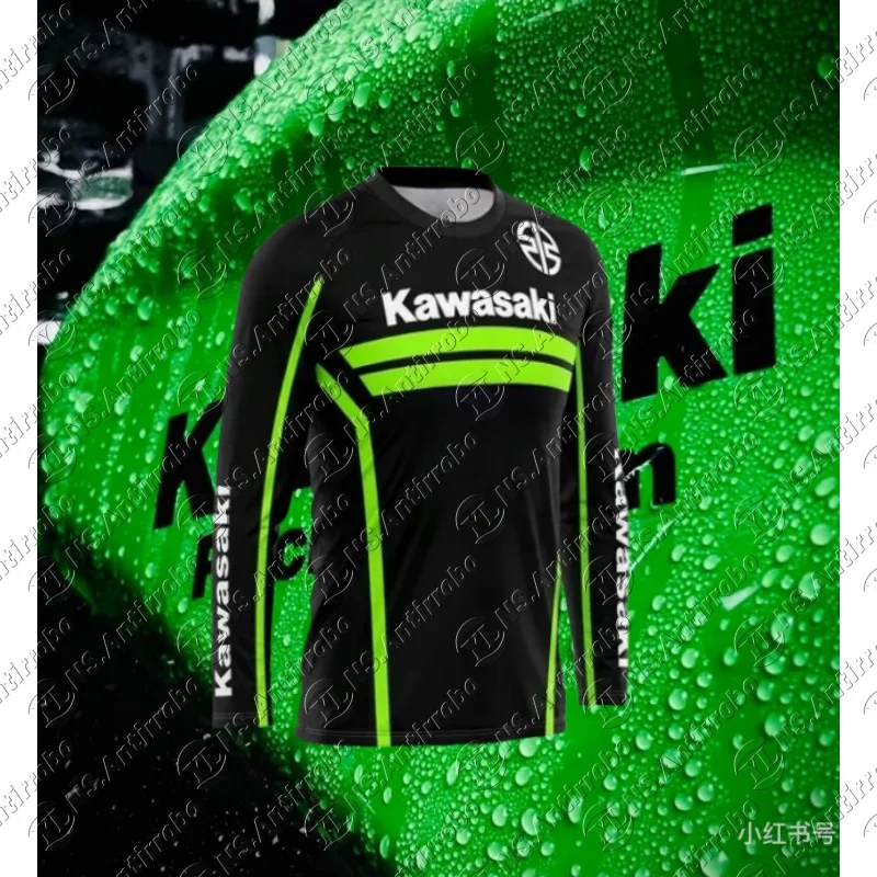 Summer Kawasaki Outdoor Sports Trendy Quick Drying Breathable Motorcycle Long Sleeved Thin Sport Comfortable Long Sleeved Shirt