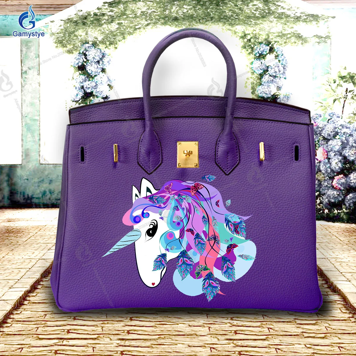 Printed Customize Art Colorful cute ponies Bags Ladies purses and handbags Messenger Clutch Totes 100% Genuine Leather Gamystye