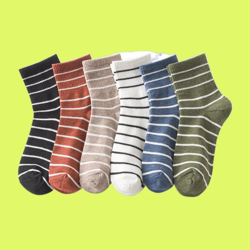 

6/12 Pairs Fashion High Cuffs Fine Horizontal Stripes Middle Tube Socks Socks Women Style Women's Thin Stacked Socks