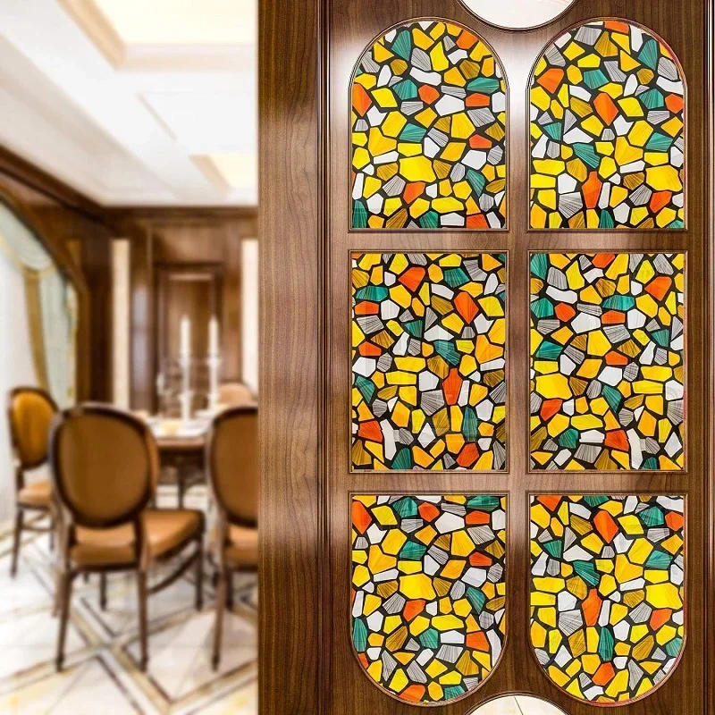 50 x 100 cm Window Film Privacy Classy Stained Glass Window Cover Static Window Cling Decorative Non-Adhesive Removable Anti UV