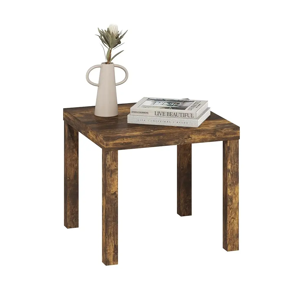 Classic Side Table, Square Modern End Table with 1.8" Triple Thick Tabletop, Simple Night Stand, Bedside Table, Toolless