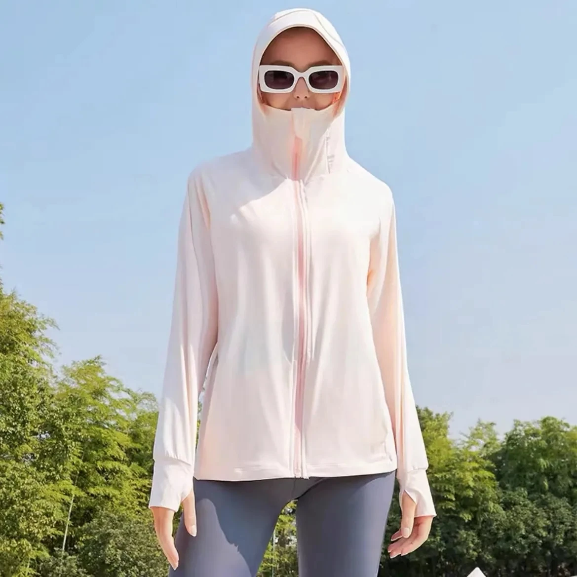 Ice Silk Sunscreen Clothing Women's New Summer Thin Outdoor Sport Cycling Anti-UV Sun Protection Shirts Hoodie Short Jacket Coat