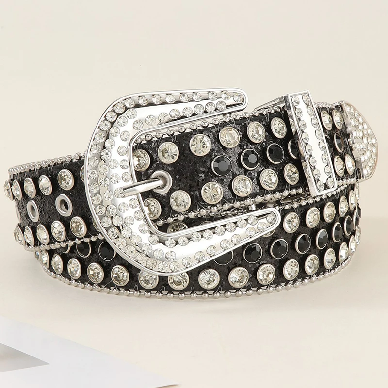 

Мужские модные ремни в стиле панк-готика с пряжкой-штифтом, инкрустированные стразами, из мягкой кожи, дизайнерский пояс, стильный женский ремень-стрепон.