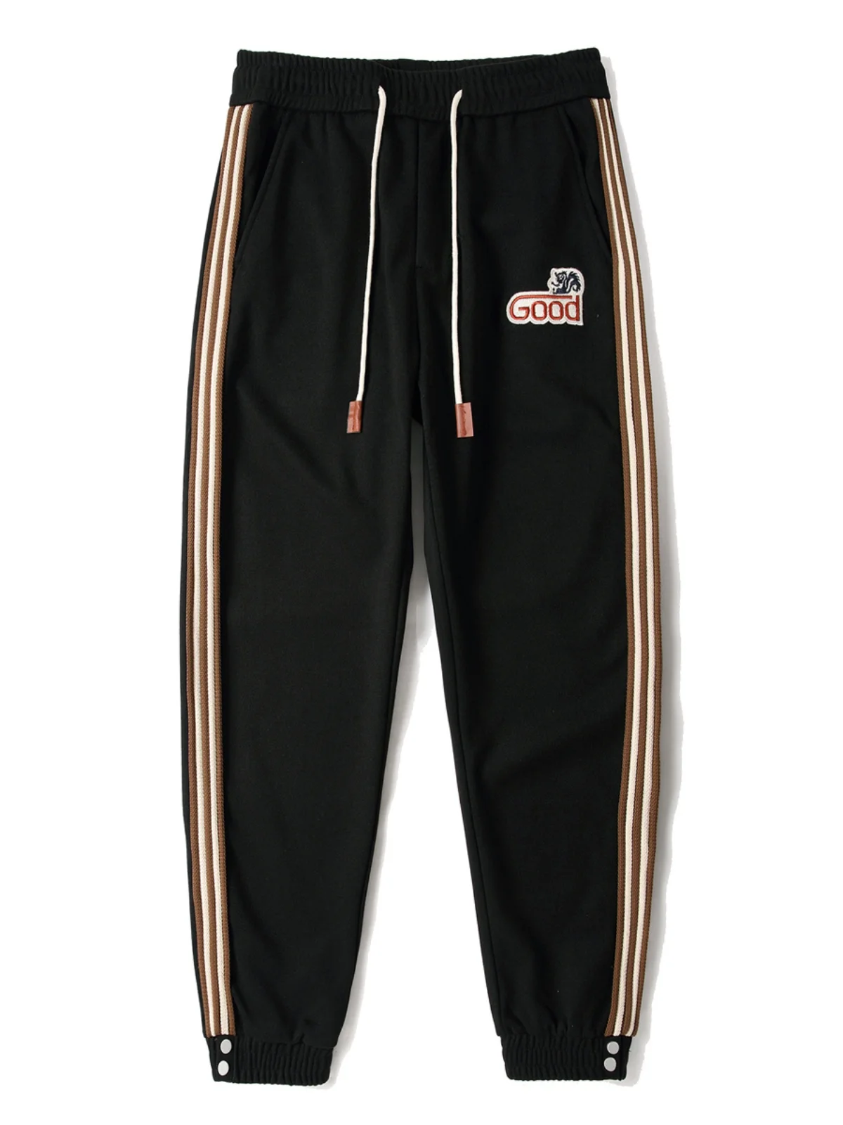 

Autumn Winter Men's Casual Pants Elastic Waist Sweatpants Dstring Embroidered Loose Striped Harem Trousers Trendy Youth Sle