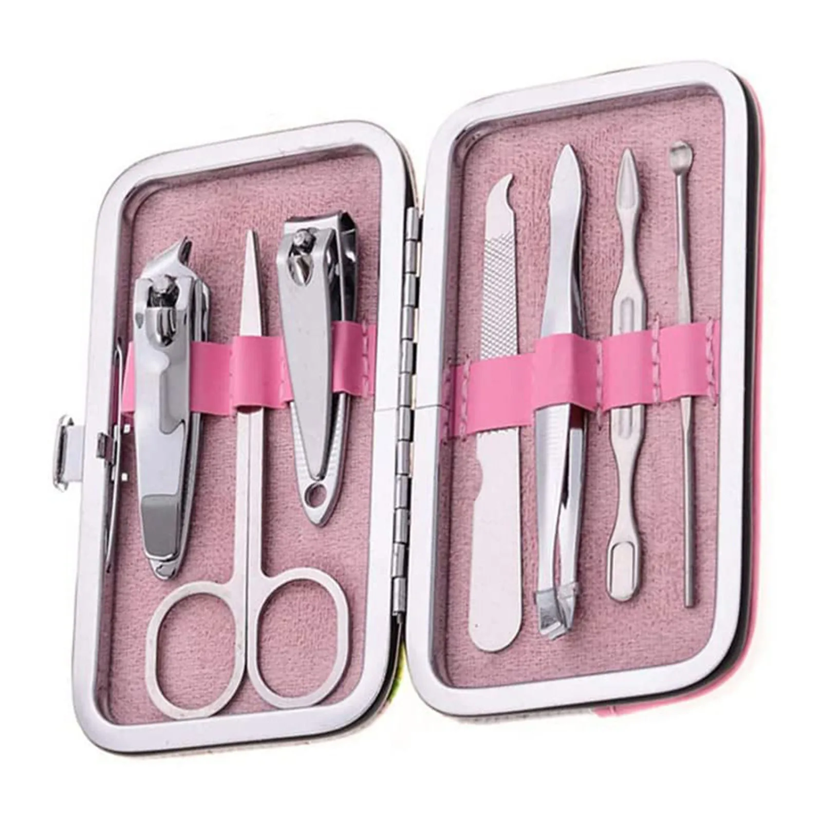 Nail Clipper 7Pcs Set Nail Scissors Grooming Travel Case Tool Manicure Pedicure Kit Ear Pick Tweezers Nail File For Women 7 In 1