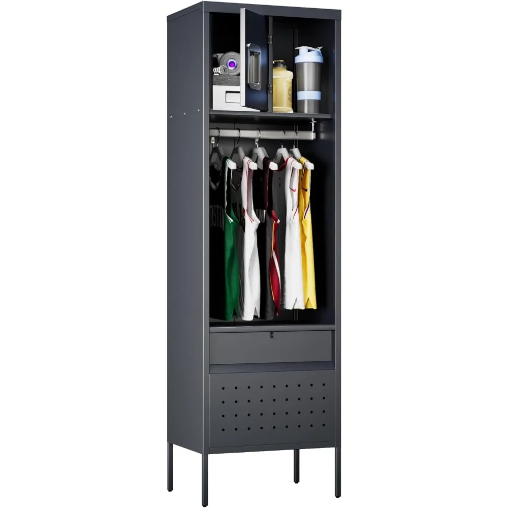 

Storage Locker with Hanging Rod, Metal Locker for Employees, Metal Storage Lockers for Basketball Gym, Gym, Office, Home and Gar