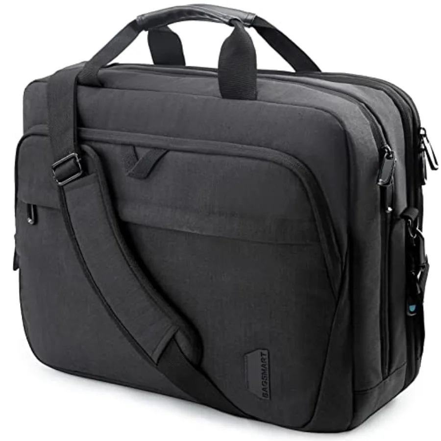 18 ch Laptop Bag Expandable Briefcase Computer Bag Men Women Laptop Shoulder Bag Work Bag Busess Travel Office - Black