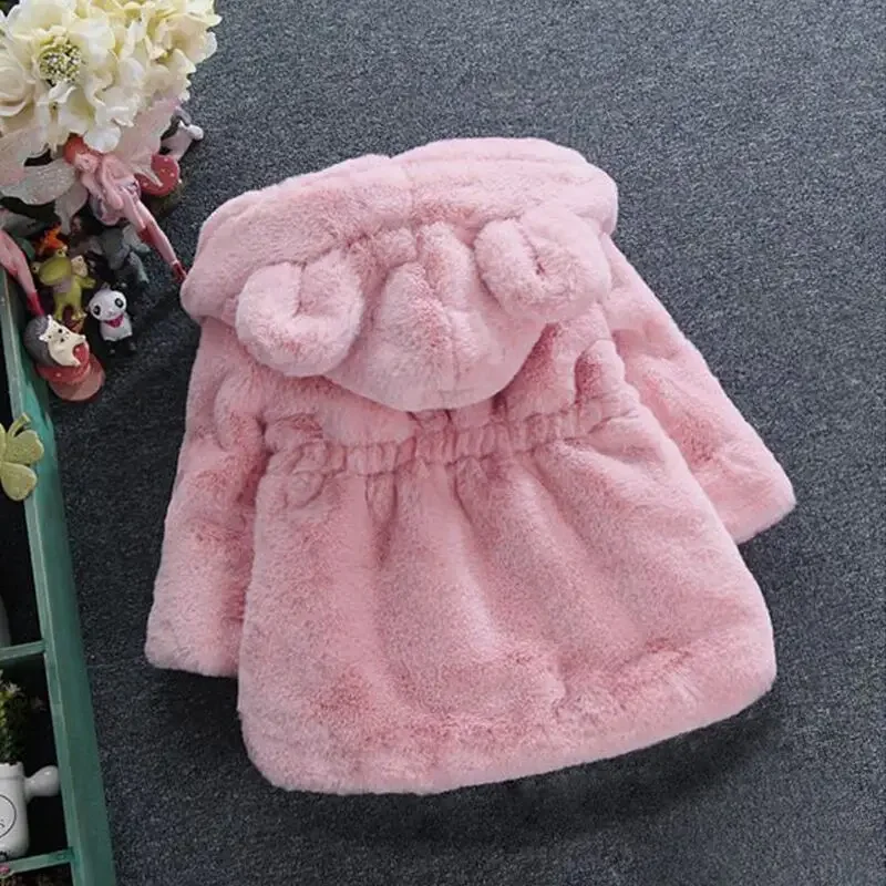 Baby Girls Warm Winter Coats Children Clothing 2 3 4 6 7 Years Thick Faux Fur Fashion Kids Hooded Jacket Coat for Girl Outerwear