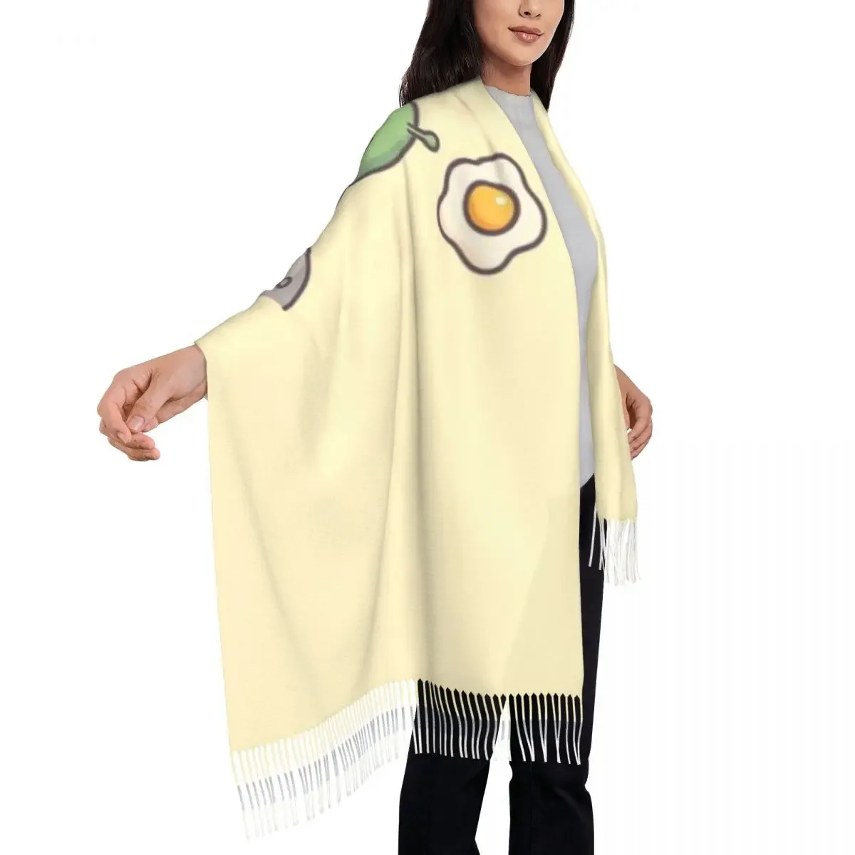 

Cute Alien Space Breakfast Kawaii Food Moon Cartoon Shawl A Tassel Scarf