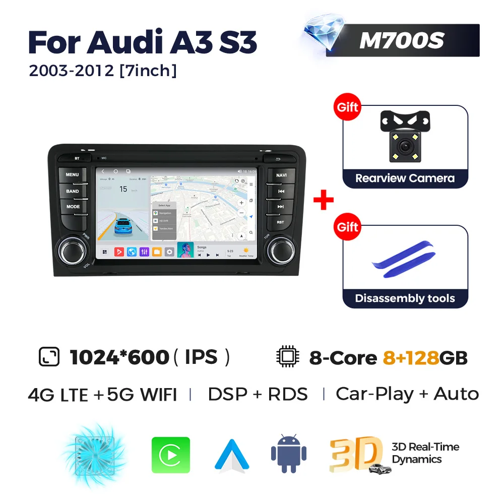 MEKEDE EU Stock French Warehouse أحدث نظام ملاحة السيارة بنظام Android لـ A3 مع Car Play Android AUTO