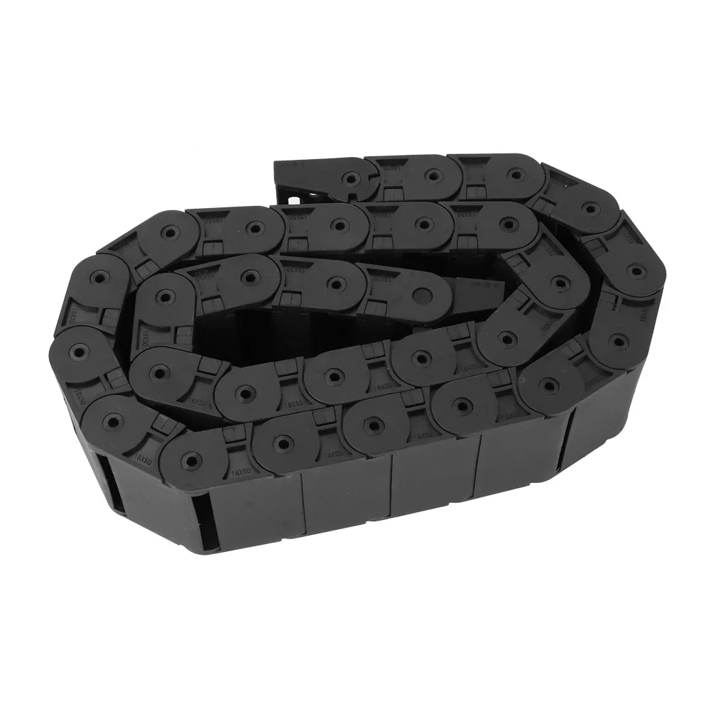 Nylon Drag Chain, 1 Meter R38 Black Nylon Cable Drag Chain Wire Carrier for 3D Printer CNC Machine 18x50mm