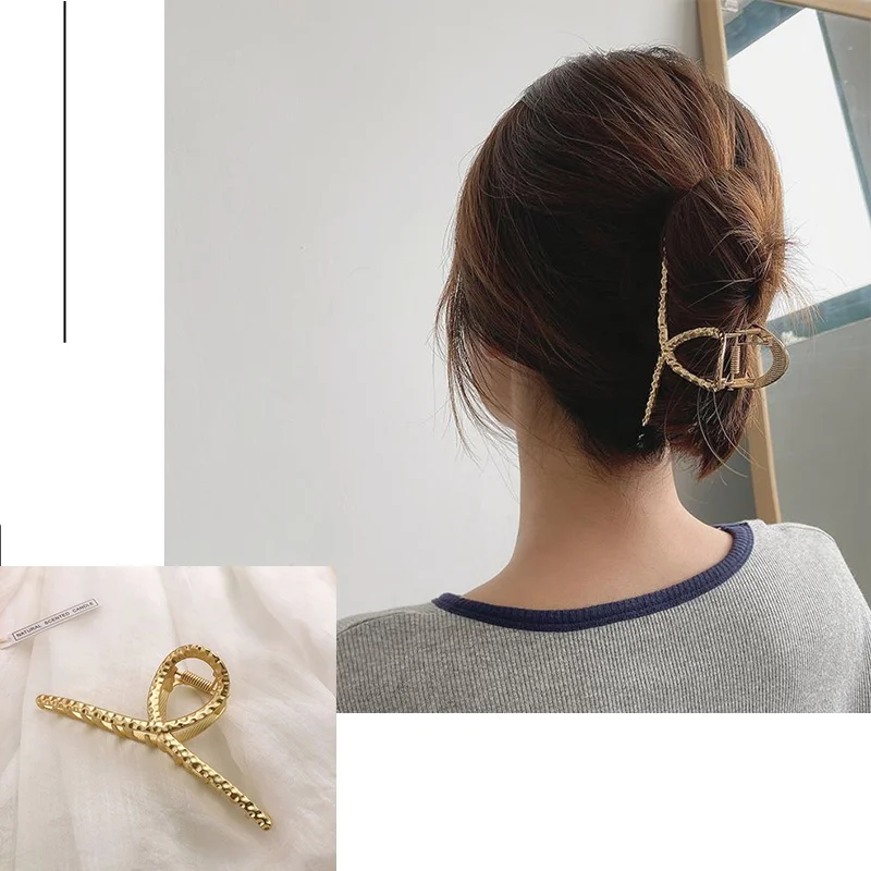 2022 neue Frauen Mode Metall Geometrische Haar Clips Klaue Clip Große Gold Haar Clip Stirnband Haarnadel Haar Krabben Haar Zubehör – Detail 9