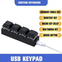 USB Programmable Macro Keyboard 4 Keys One-key Shortcut Keys Mouse Button Volume Control Key Mini Keypad