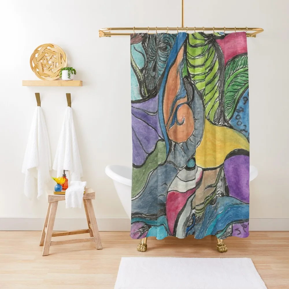 

Happy Elephant Trunk Shower Curtain Luxury Bathroom Bathtub Bathroom Accessorys Curtain