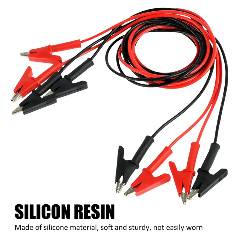 AB41-16Pcs Alligator Clips Electrical With Wires 14 Gauge 2 Colors Jumper Test Leads Set 1M/3.3FT Electrical Testing Cables