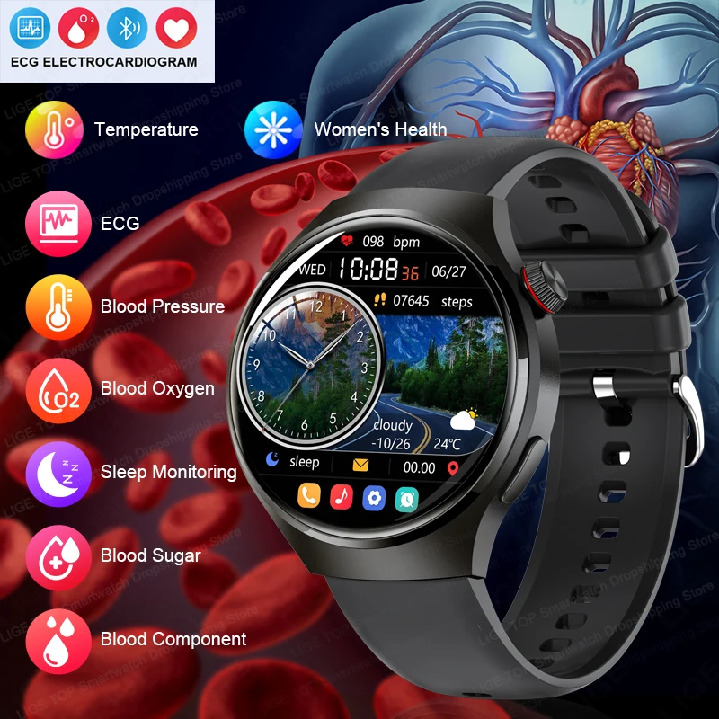 

LIGE NFC AMOLED Screen Smart Watch For Men Watch Wireless Call Android ios Phone Waterproof Sports Smartwatch Health Monitor