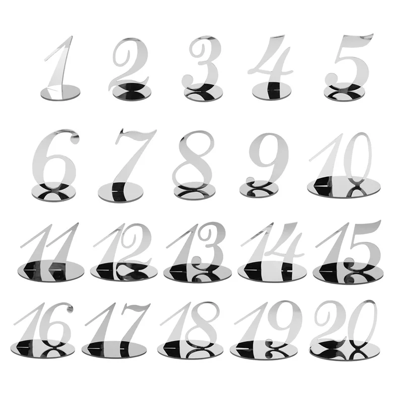 seat sign Table Numbers Wedding Table Numbers Acrylic Table Numbers for Wedding Table Numbers Stands for Wedding (Silver)
