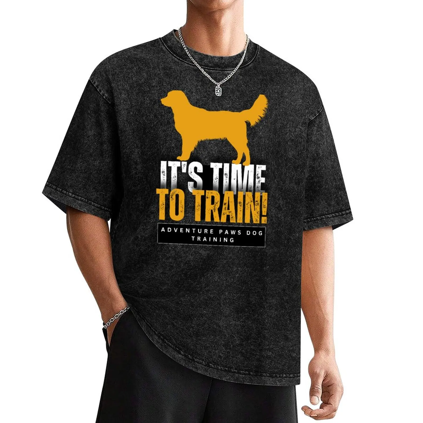 It's Time to Train Golden Retriever T-Shirt summer clothes oversized graphic tee Men's clothing