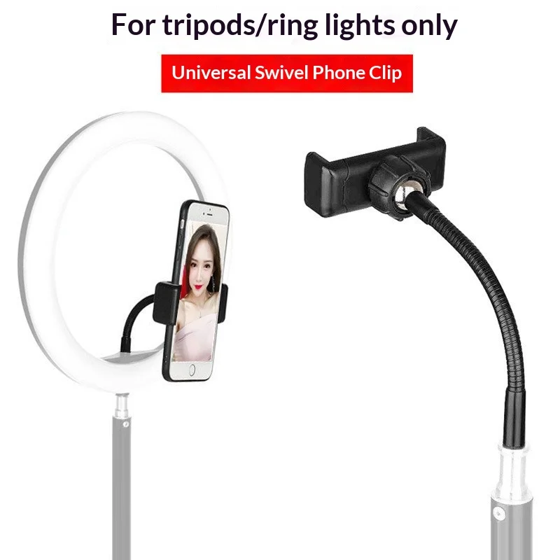 

Phone Holder for Ring Light and Tripod Stand with 1/4 and Hot Shoe Adapter, Flexible Phone Tripod Mount Adapter