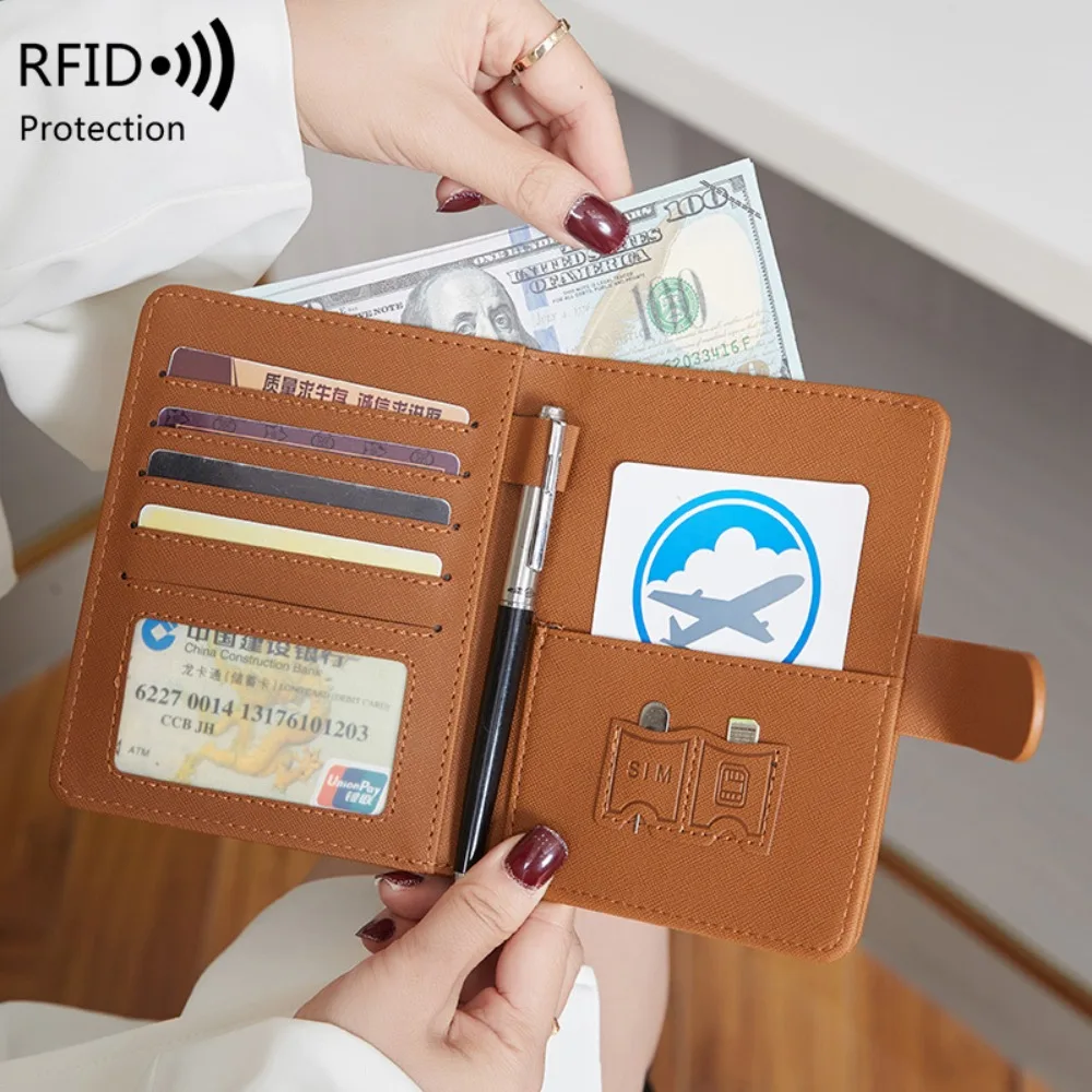 Multi functional RFID shielded passport holder PU leather ID card bank card passport bag wallet travel accessories unisex