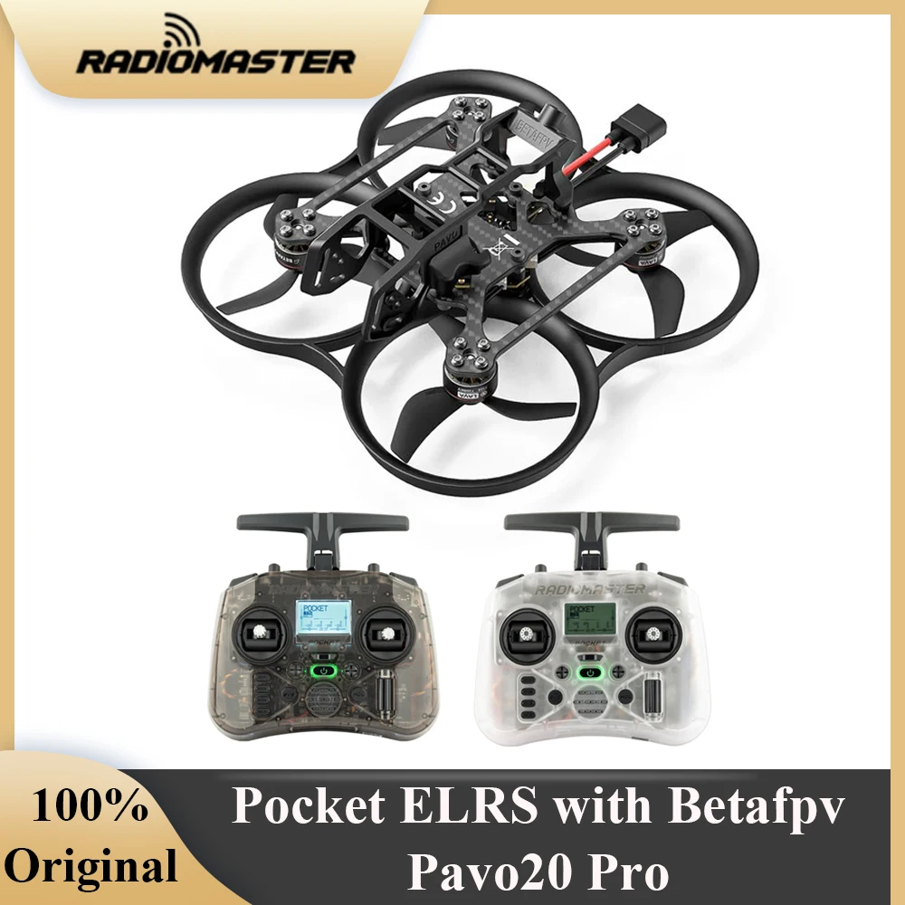 RADIOMASTER Pocket Radio Controller M2 FCC with BETAFPV Pavo20 PRO Freestyle 2.2'' Brushless Whoop Quadcopter ELRS 2.4G