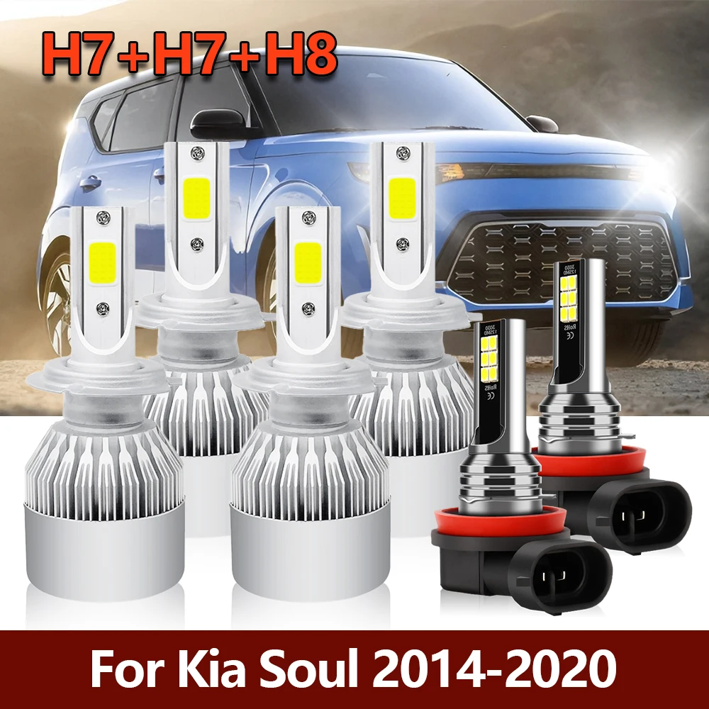 

LSlight LED Headlight High Low Auto Turbo Bulbs Fog Car Lamps 6000K For Kia Soul Headlamps 2014 2015 2016 2017 2018 2019 2020