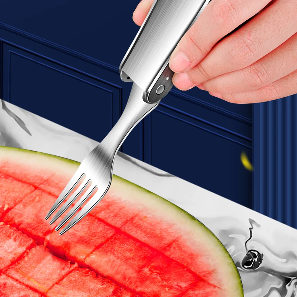 

Cube Fruit Cutter Stainless Steel Melon Cutter Parties Watermelon Fork Slicer Cutter
