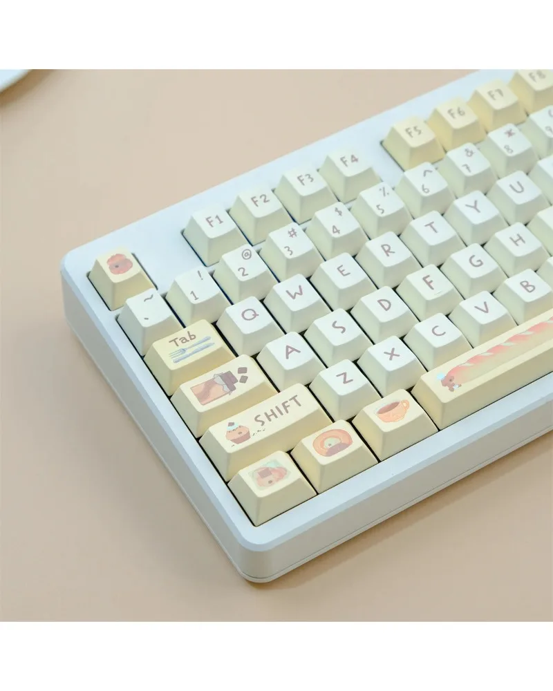 Warm beige durable pbt keycaps set high quality for gaming mechanical keyboards