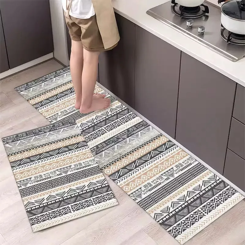 Crystal Fiber Long Kitchen Rug, Water Absorbent Dirt Resistant Water Proof Floor Mat