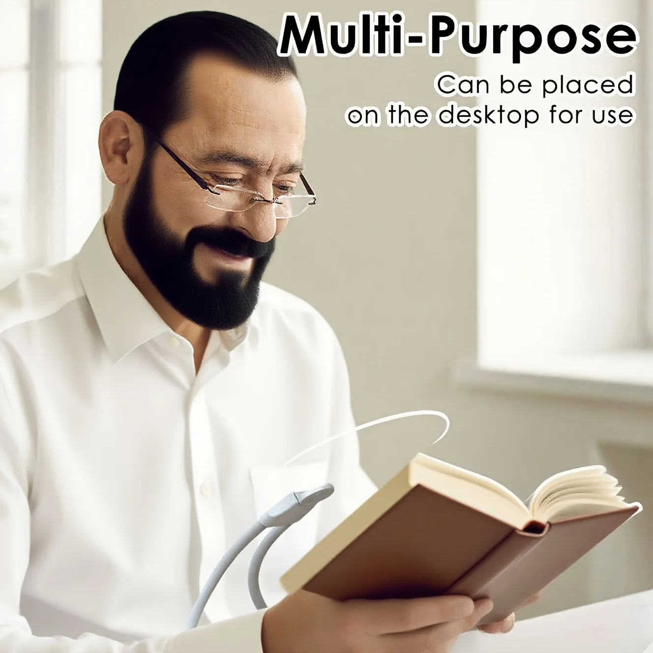 عدسة مكبرة محمولة 3 في 1 مع عدسة مكبرة كبيرة مقاس 5-10X و5.12 بوصة وعدسة مضادة للوهج - حامل قابل للتعديل وحزام للرقبة قابل للفصل #6