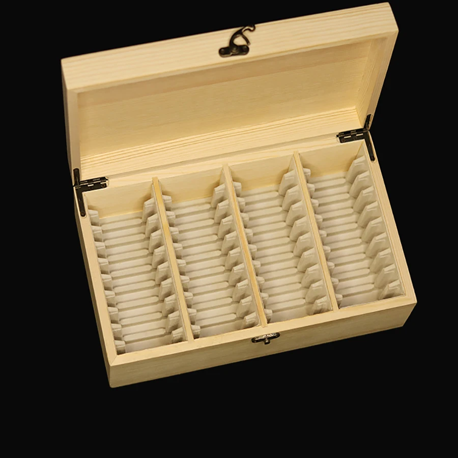 40 Holes Wooden Round Protect Coins Case Holders Storage Container Display Cases Box Commemorative Coins Collection Box