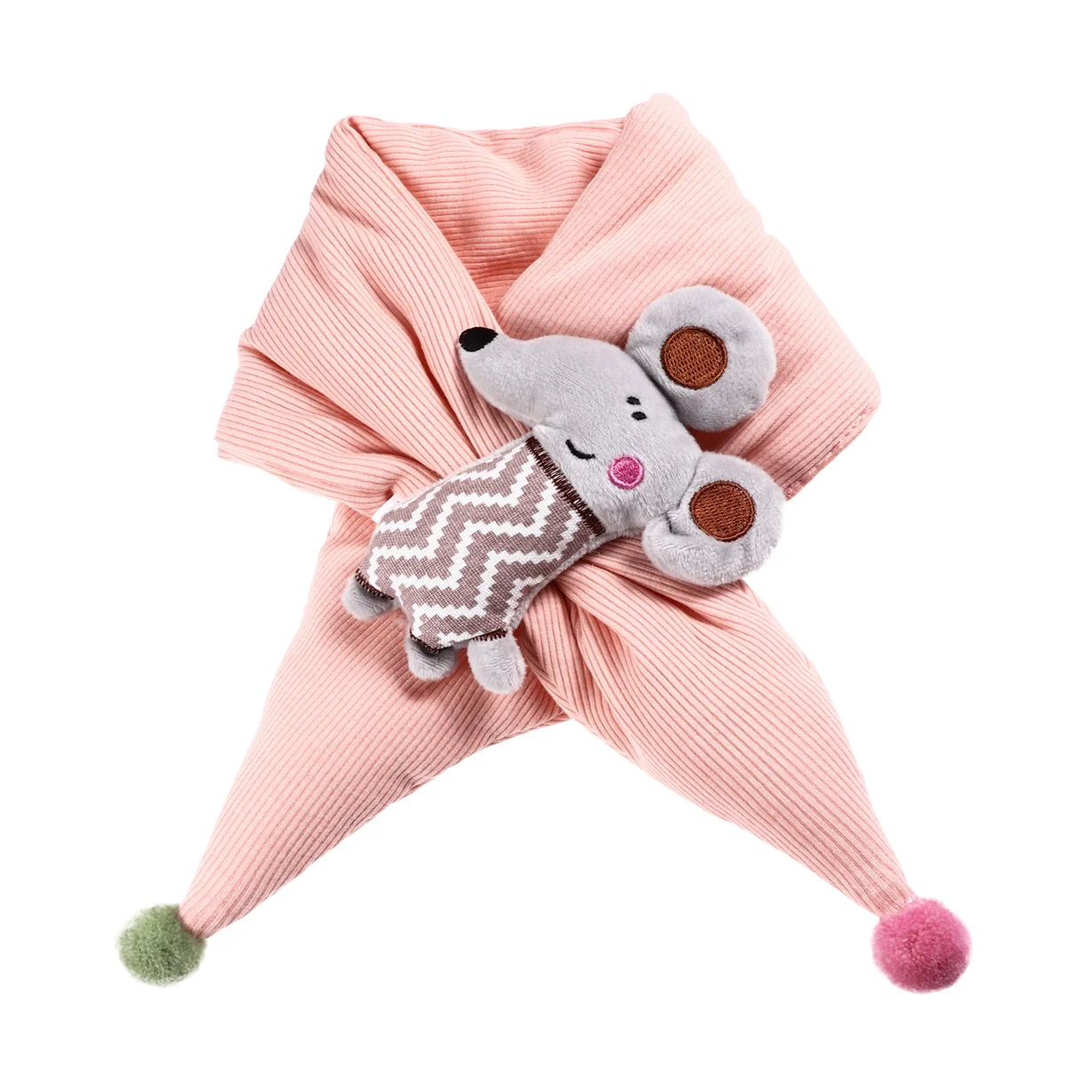 أنيقة الكرتون ليتل ماوس الصليب وشاح شتاء دافئ شاحب الوردي الأطفال وشاح سهلة مطابقة الملابس هدية عيد ميلاد هدية عيد ميلاد #2