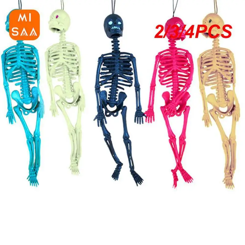 2/3/4PCS Skull Full Body Model Pvc Funny Tricks 20cm Halloween Decor Tricky Frightening Children Prank Halloween Toys Key Chain