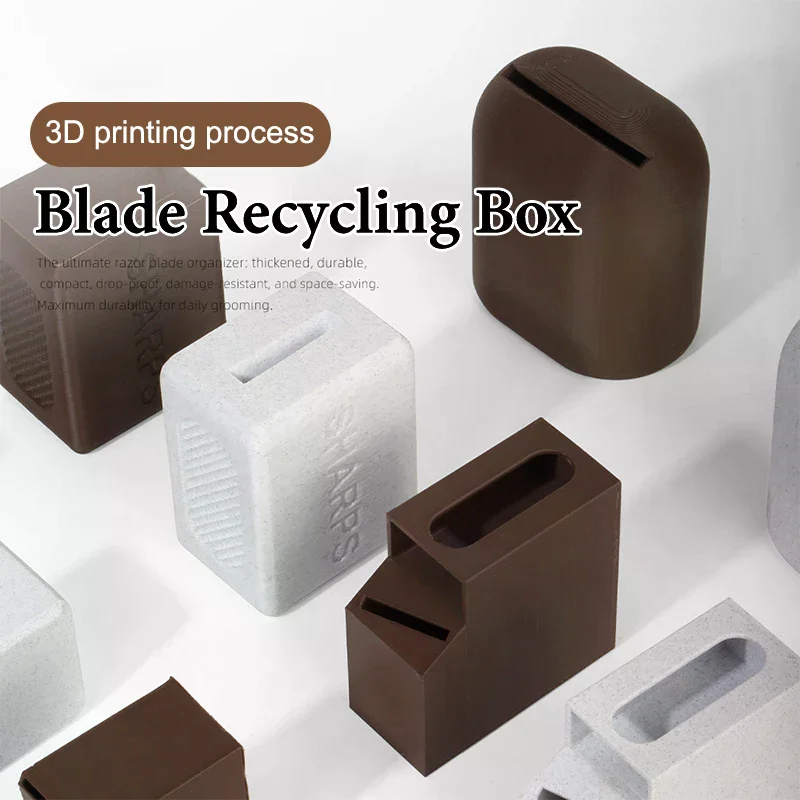 3D Printing Mini Razor Blades Disposal Case Razor Blade Recycling Boxes Trash Can Trash Collector Organizer Barber Accessories