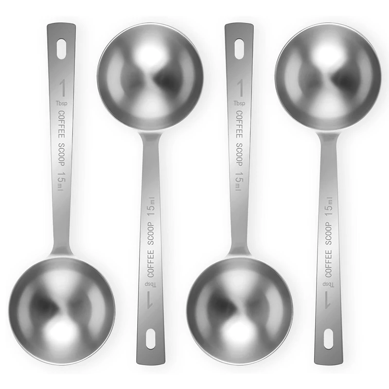 4Pcs Coffee Scoop Spoon - 1 Tablespoon Measuring Spoon, 15ML Stainless Steel Coffee Spoons, Long Handle Measuring Scoop