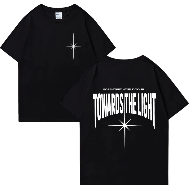 

Ateez World Tour Towards The Light Summer print T Shirt Men Women's vintage Tops clothing Hip Hop short sleeve Cotton T-shirts