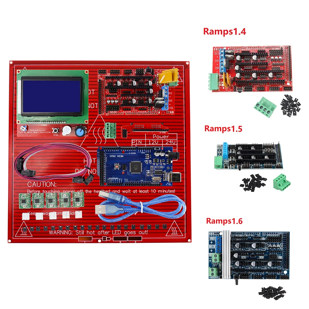 RAMPS 1.4/1.5/1.6  Expansion Control Panel Board Mega 2560 A4988 12864LCD Motherboard 3D Printer Parts PCB Heatbed Board