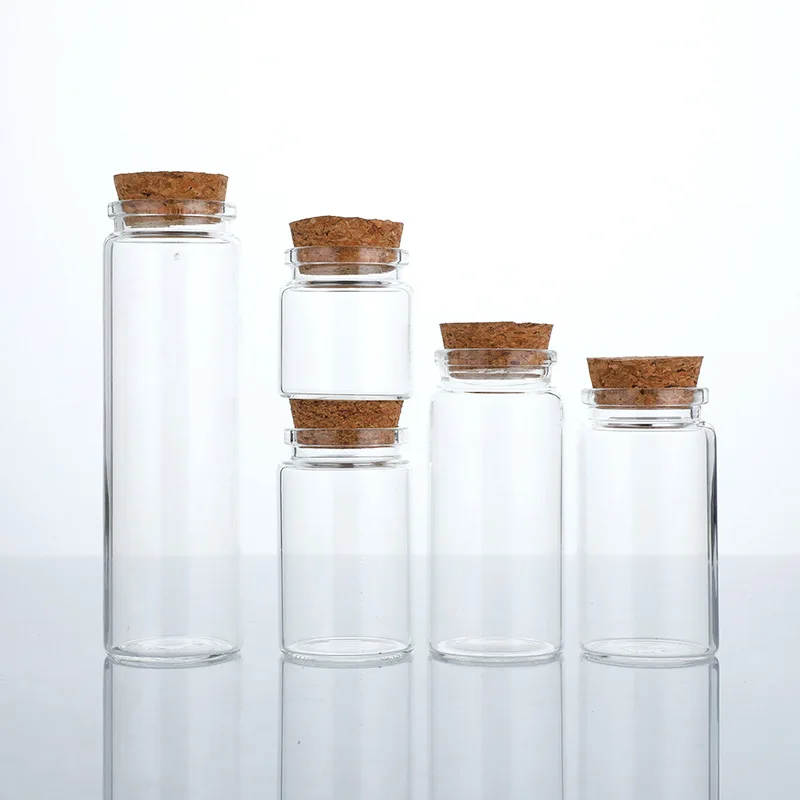 10Pcs 20ML-150ml 37mm Empty Glass Bottles With Cork Stoppers Wishing Bottle DIY Decoration Glass Vials For Wedding Party Artware