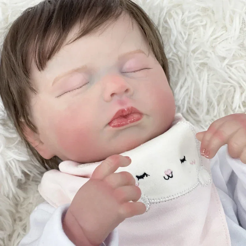 48 cm LouLou Finito Reborn Baby Dolls Corpo in vinile pieno Capelli radicati a mano Pelle 3D Vene visibili per le ragazze Regalo