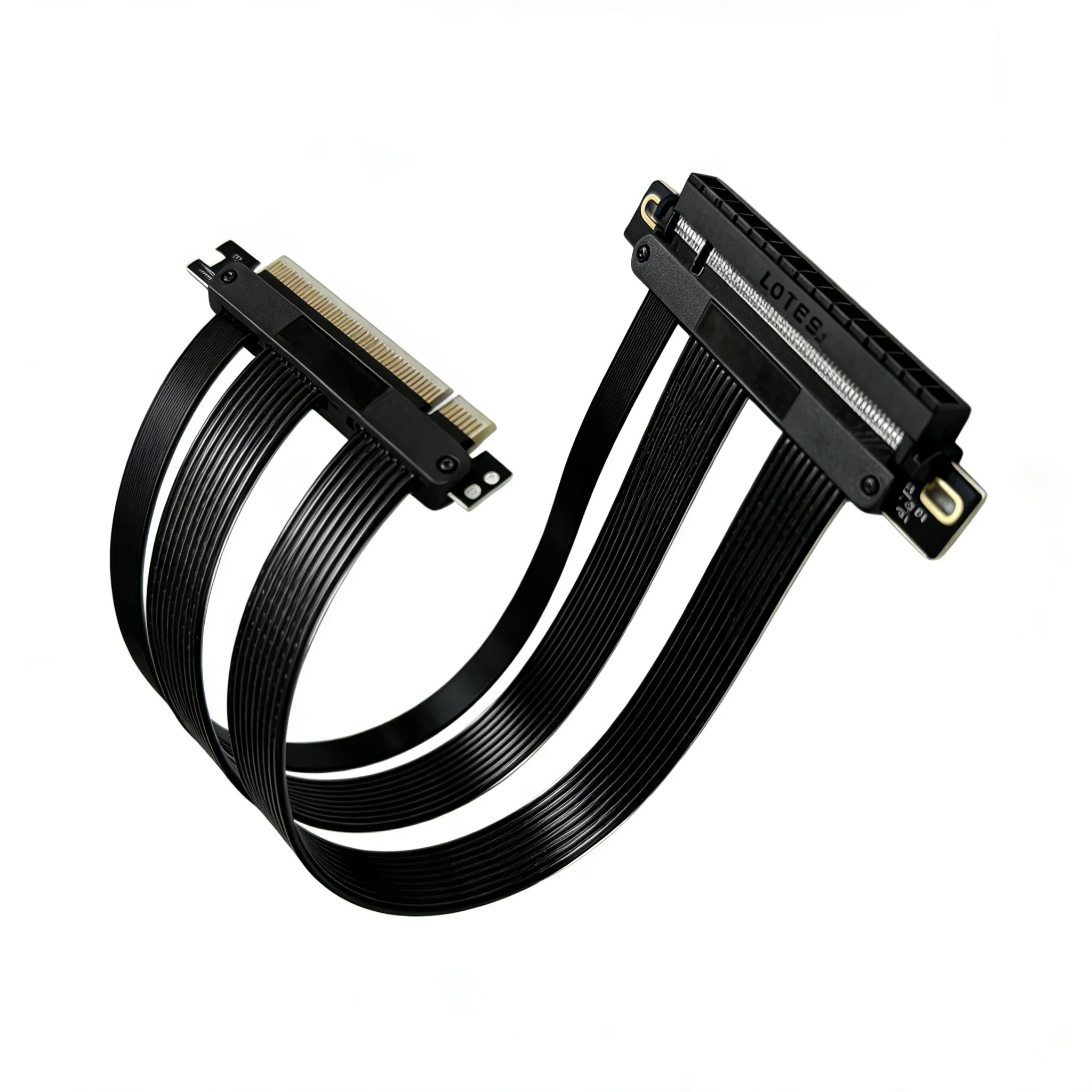 PCIe 5.0 X16 180° Riser Cable Dual Row GPU Extension Cable 64GB/s Full Speed EMI Shielded for 60 cm Graphics Card Vertical Mount